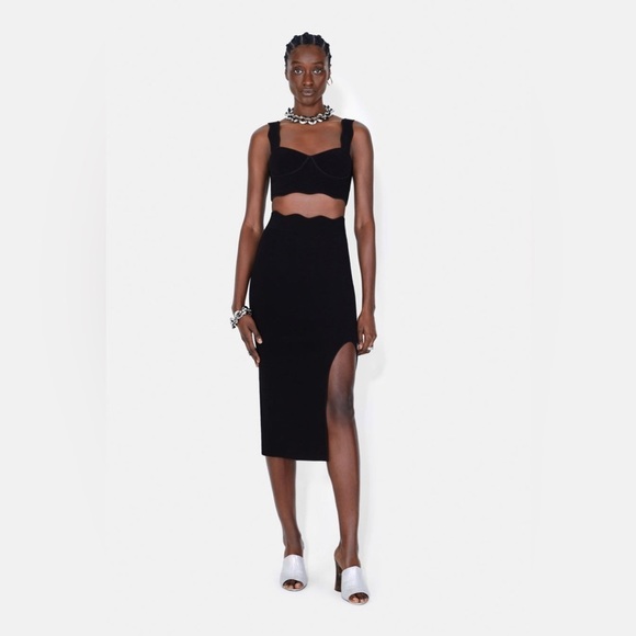 Galvan London Tops - NEW GALVAN LONDON Delia Scalloped Knit Top Crop Black $495